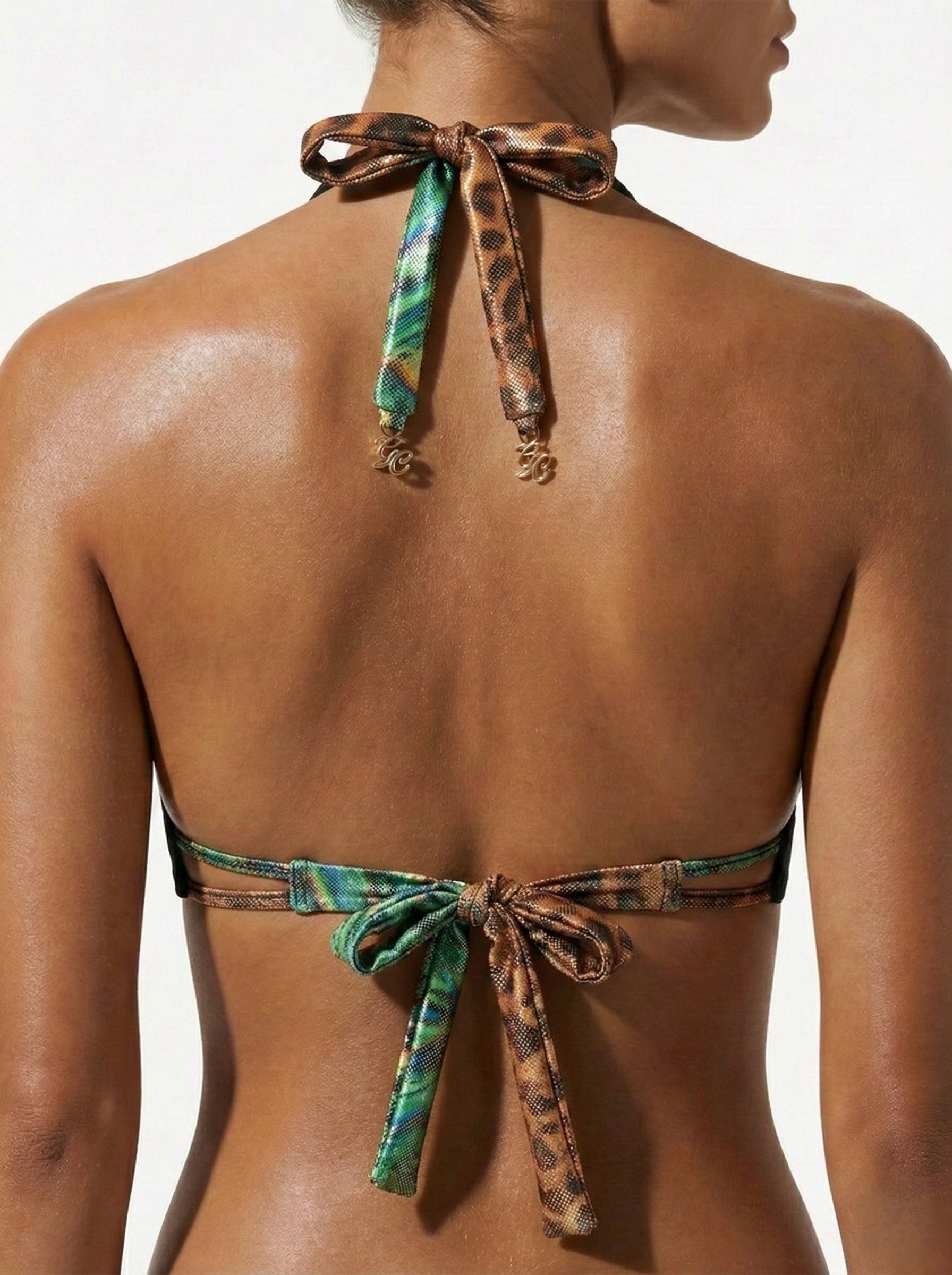 Jungle Fever Emerald Leopard Halter Push Up - M