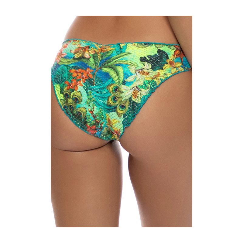 Luli Fama bikini slip full-bottom peacock affair