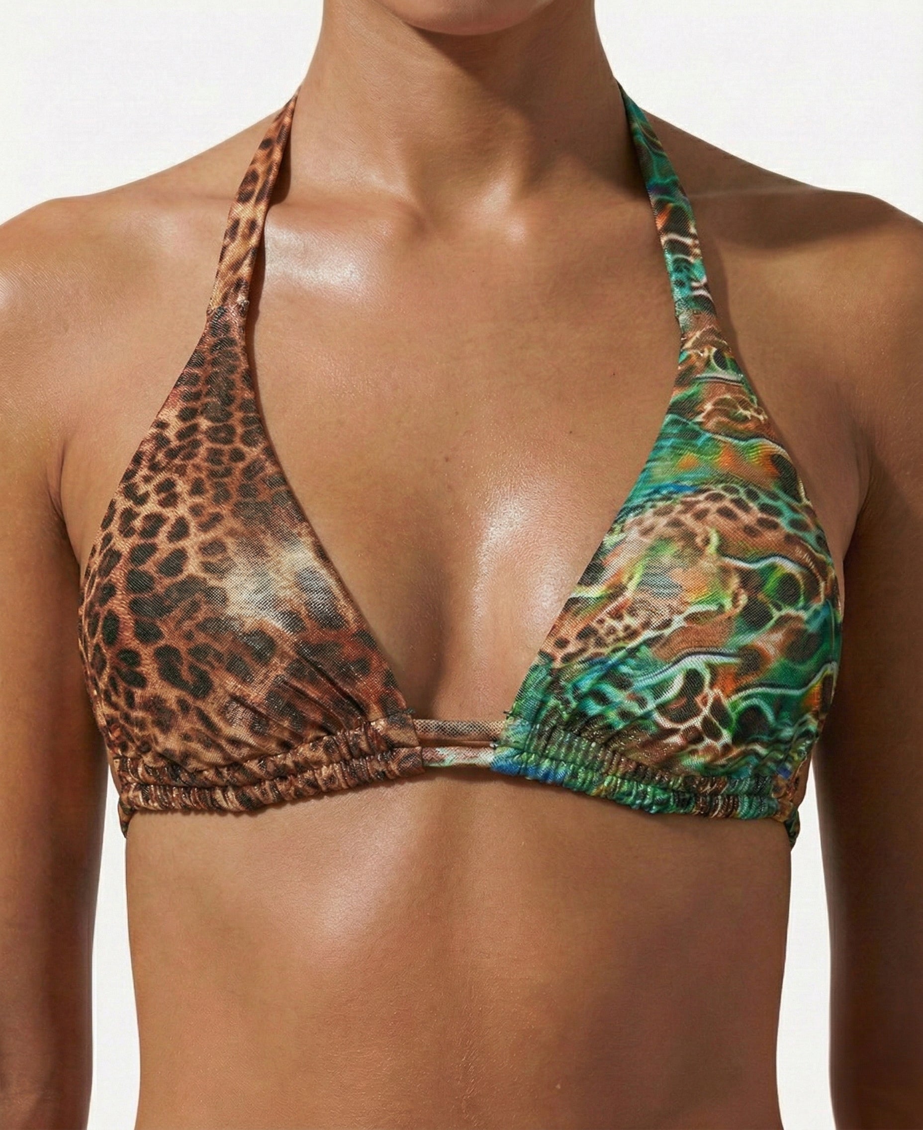 Jungle Fever Emerald Leopard Halter Push Up - S