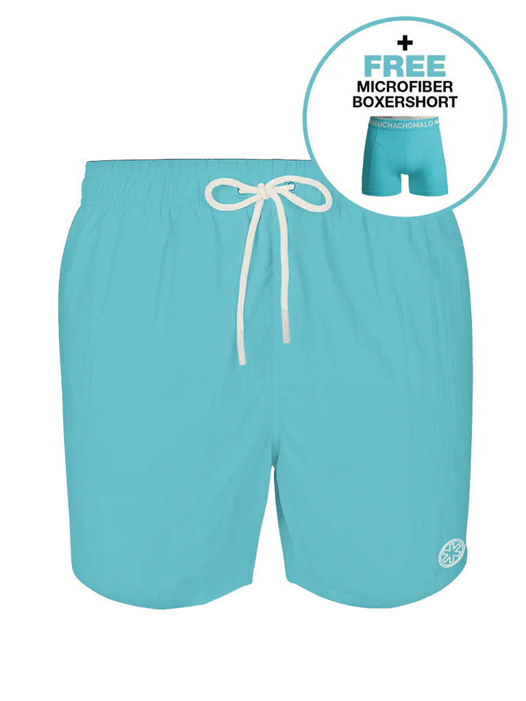 Muchachomalo heren zwembroek ( en gratis boxershort) aqua blauw